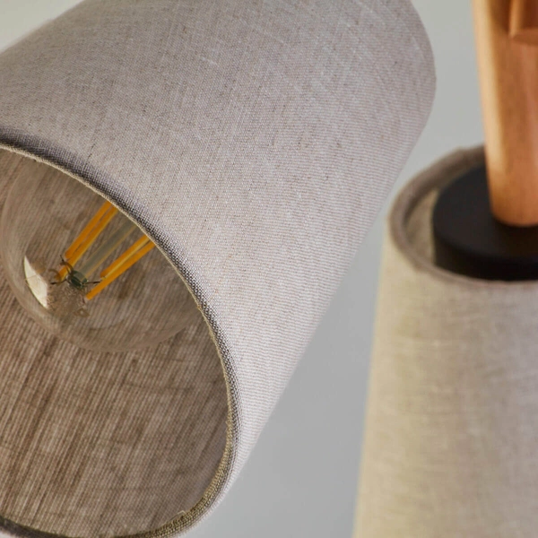 Potrójna lampa sufitowa Vaio 574 klasyczna beżowy drewniany czarny