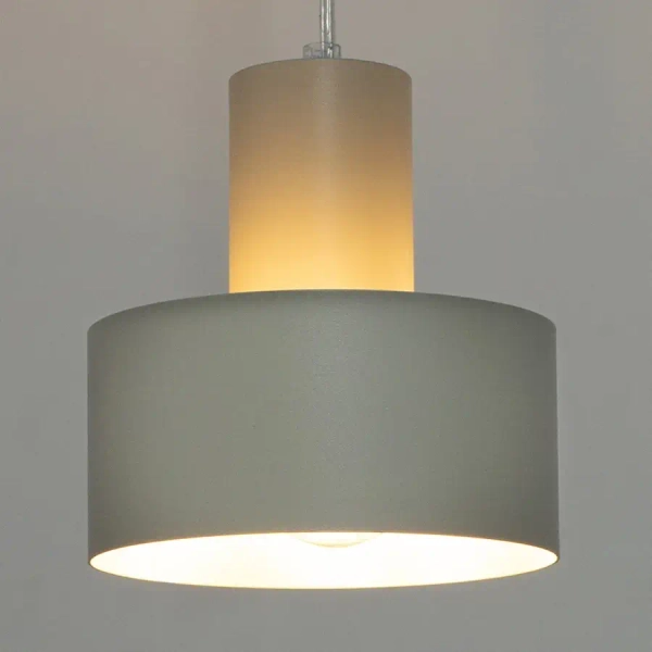 Metalowy żyrandol Rif S 41183 do salonu okrągły szary beżowy