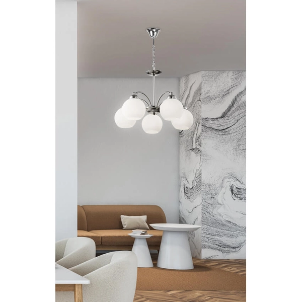 Salonowa lampa sufitowa Tobago 35-25463 chrom biała satyna