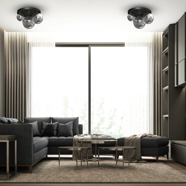 Loftowa lampa sufitowa Reflex szklane kule przydymione