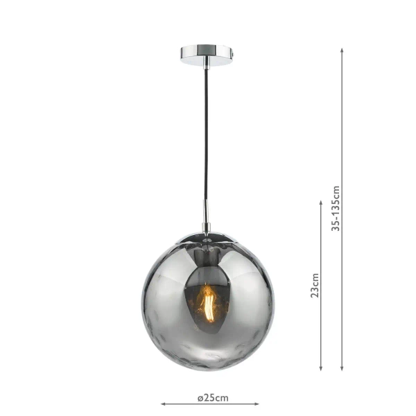 Loftowa wisząca lampa Ripple SP71-RIP8810 szklana kula chrom przydymiony