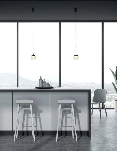 LAMPA wisząca ZOOM P0416 Maxlight loftowa OPRAWA kula LED 6W 3000K zwis IP44 czarny przezroczysty