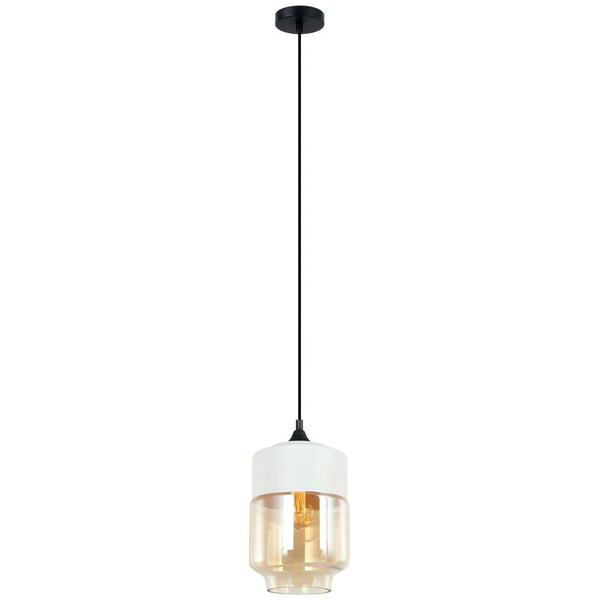 Wisząca LAMPA skandynawska MOLINA MDM-2377/1 W+AMB Italux szklana OPRAWA zwis biały bursztynowy