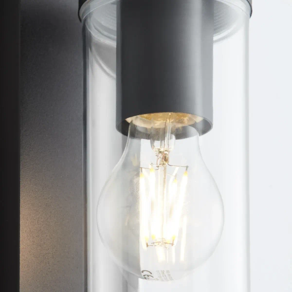 Zewnętrzna lampa ścienna Aosta 96355/06 IP44 tuba czarny przezroczysty