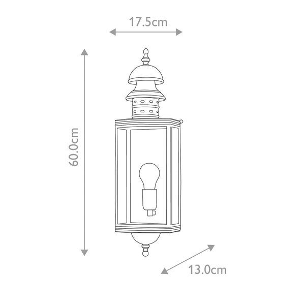 Zewnętrzna lampa ścienna DOWNING-STREET IP44 latarnia mosiądz