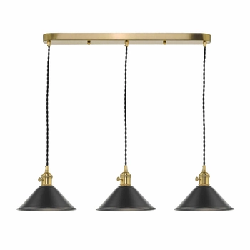 Lampa wisząca nad wyspę Hadano HAD3640-02 Dar Lighting potrójna czarna mosiądz