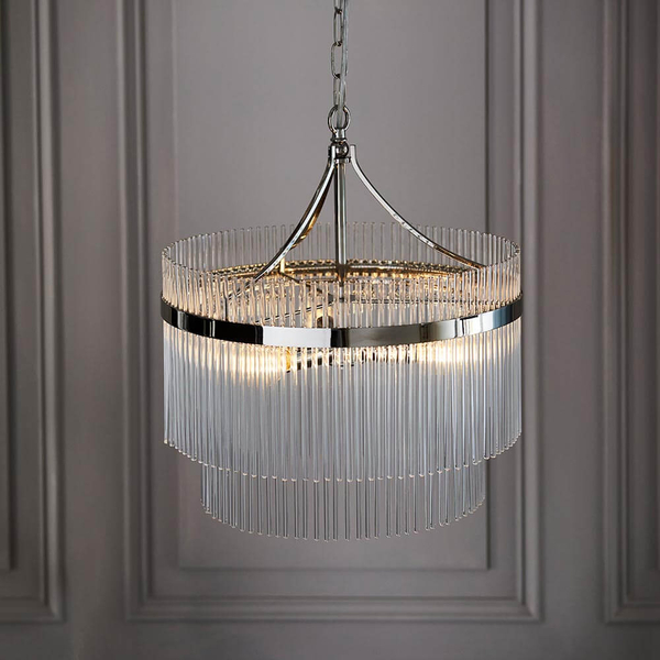 Lampa wisząca na łańcuchu Marietta 104113 szklana błyszczący nikiel