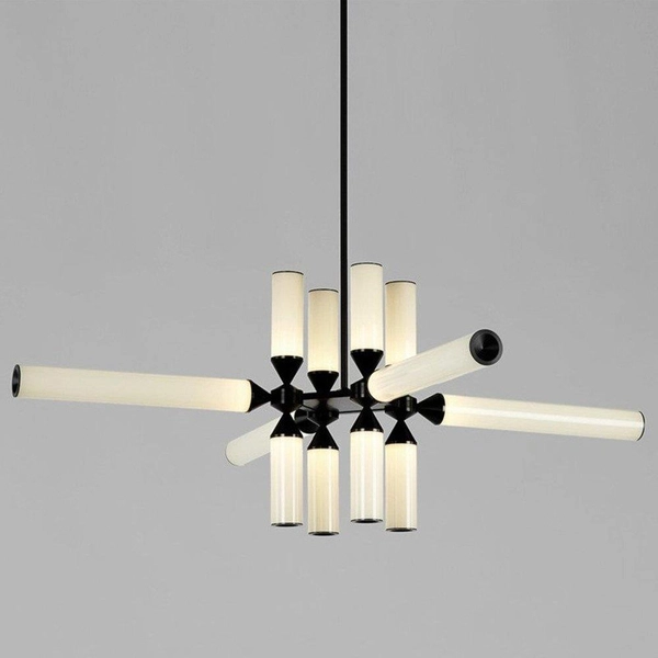 Wisząca lampa tuby Quadro RH115-12P Step LED 72W 3000K biała czarna