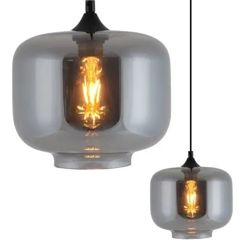 Loftowa lampa wisząca Vaso 6107797 szklana czarna przydymiona
