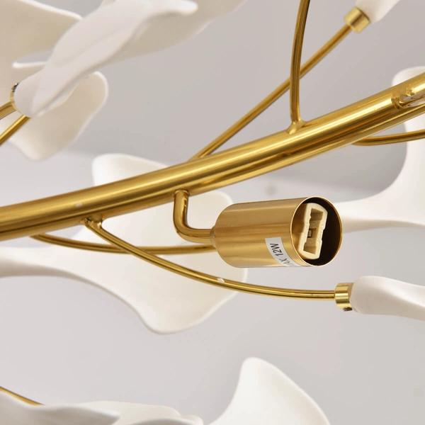 Dekoracyjna lampa wisząca Botanika XY080P-120 Step liście ceramika biały złoty