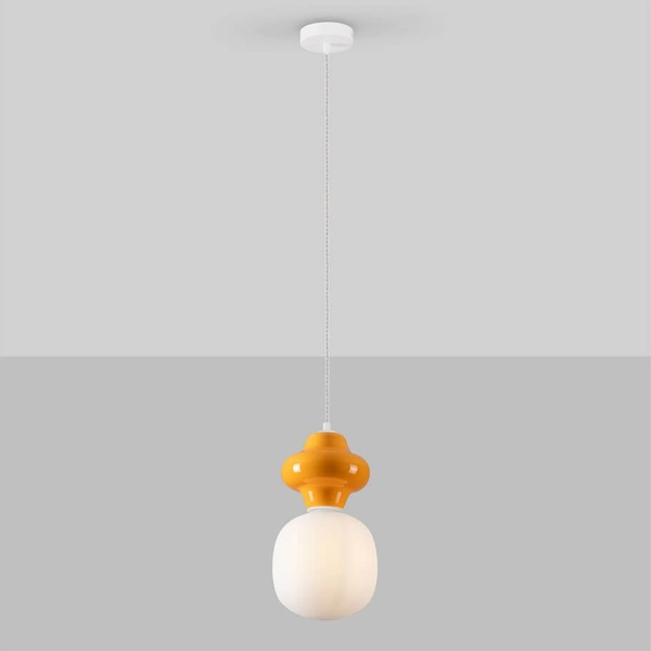 Szklana lampa wisząca VILROSA LE44556 do pokoju dziecięcego biała pomarańczowa