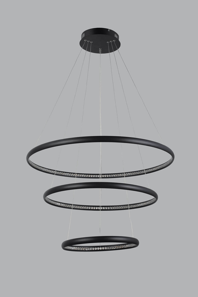 Lampa wisząca glamour Brighton pierścienie LED 55W 3000K czarne