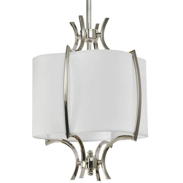 Abażurowa LAMPA wisząca FARO P01039NI Cosmolight stylowy zwis do salonu nikiel biały