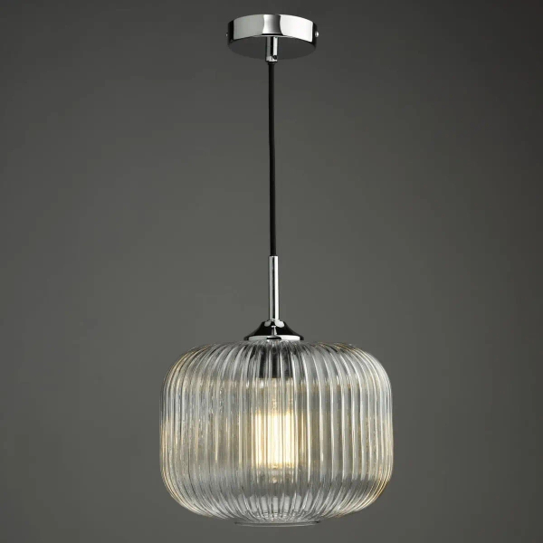 Regulowana wisząca lampa Demarius DEM0108 ryflowany szklany przezroczysty