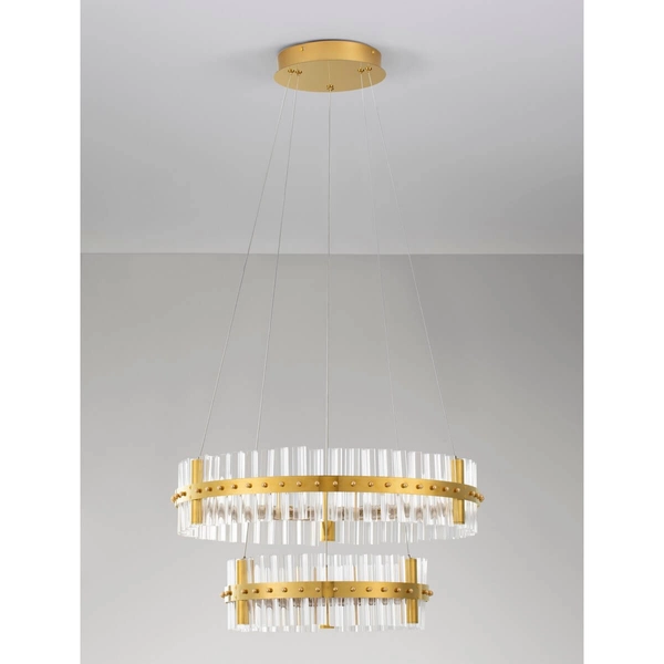 Podwójna lampa wisząca MAYO LE44226 LED 67W 3500K kryształowa złota