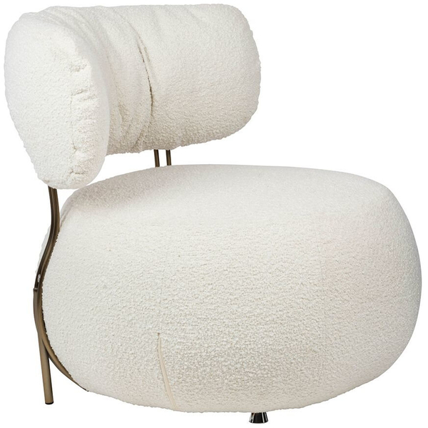 Biały fotel wypoczynkowy KH1301100130 Low Teddy okrągły do salonu