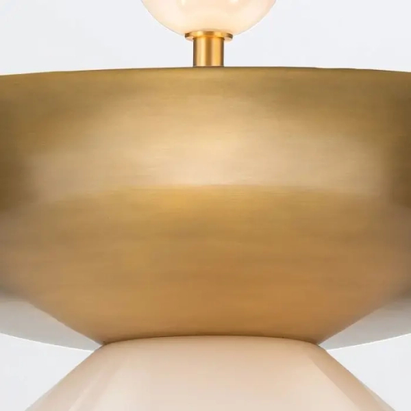 Wisząca lampa do salonu Saucer QN-SAUCER-4P-L-AB-OPAL kula mosiądz