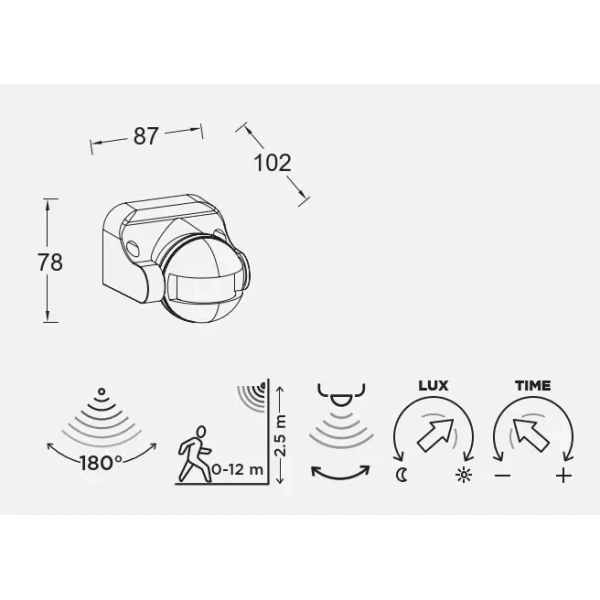 Zewnętrzny czujnik ruchu SPHERE 9701601330 Lutec IP44 czarny