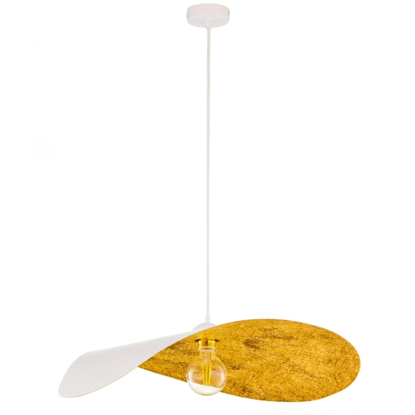 Wisząca falowana lampa LEAF biała złota 1xE27 kapelusz 41921