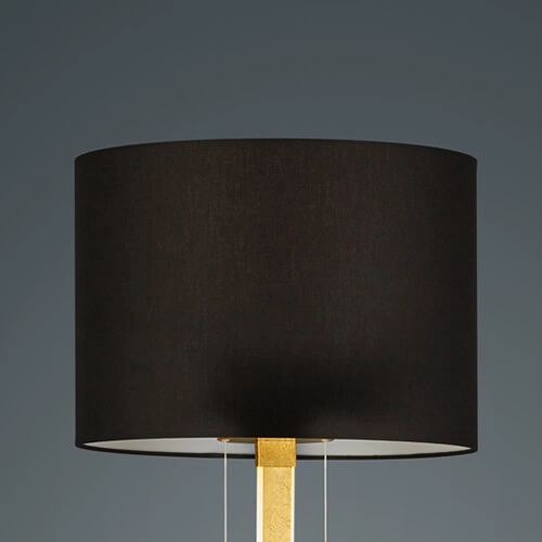 Podłogowa lampa z abażurem Nandor 475310379 metalowa złota czarna