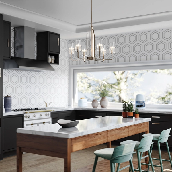 Wisząca lampa QN-KIMROSE6-PN w stylu Art Deco nikiel