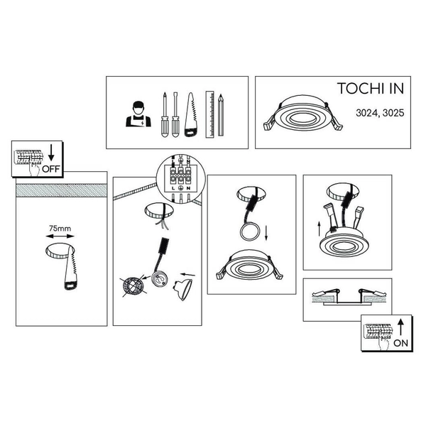 Podtynkowa lampa sufitowa Tochi 3024 reflektor ruchomy punkt czarna