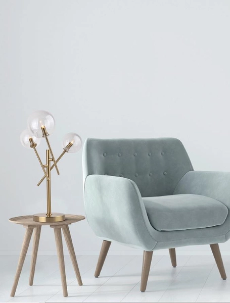 Lampa stołowa LOLLIPOP T0035 pręty szklane kule balls mosiądz przezroczyste