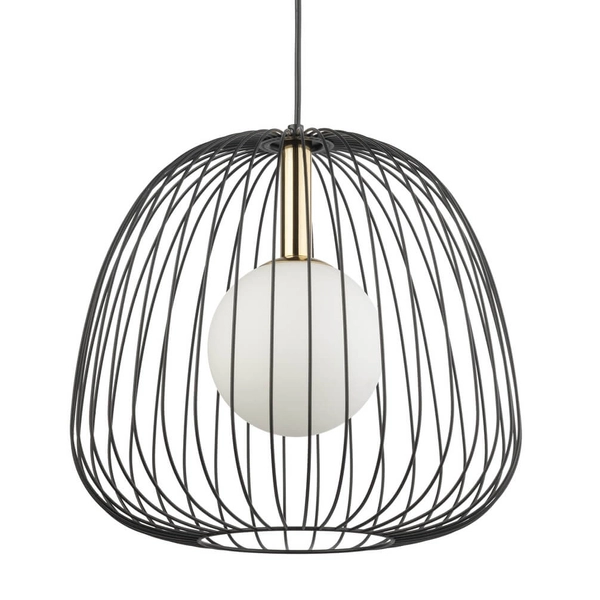 Pojedyncza lampa wisząca nad stół Bell 40727 Sigma klatka czarna złota