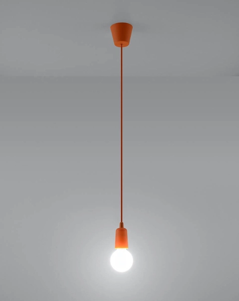 Wisząca LAMPA industrialna SL.0584 OPRAWKA na żarówkę ZWIS kabel przewód pomarańczowa