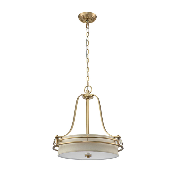 Lampa wisząca łańcuchowa Gotham QZ-GOTHAM-P-BB Quoizel tkaninowy abażur mosiądz