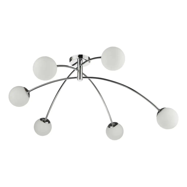 Molekułowa lampa sufitowa PUGLIA  chromowana szklana G9 6-punktowa do jadalni PUG6450