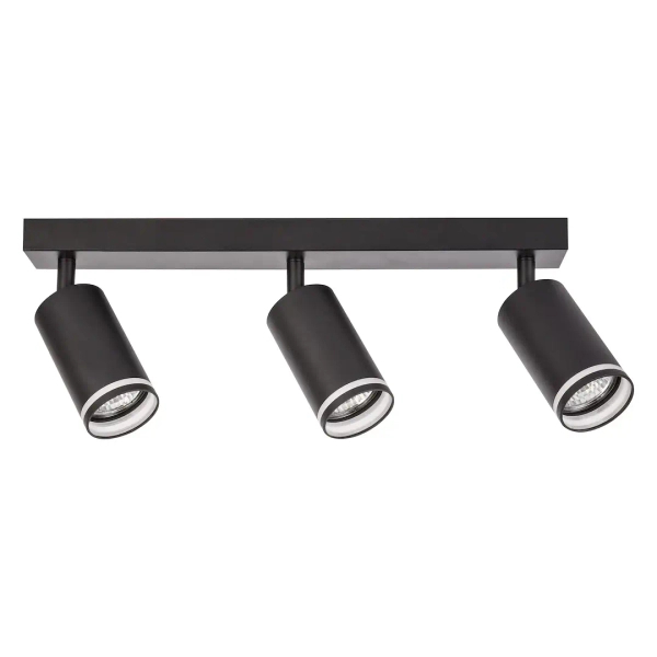Potrójna sufitowa lampa Pipe Ring Spot ML2071 na belce czarny