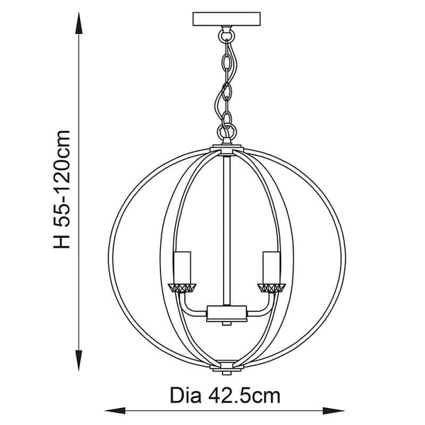 Świecznikowa lampa wisząca Ritz 81507 retro kula srebrny