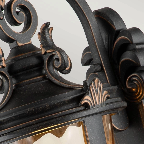 Zewnętrzna lampa ścienna Baltimore BT1-M Elstead latarnia IP44 szkło brąz