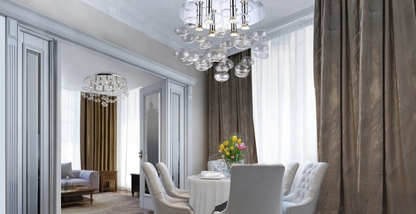 Sypialniany plafon glamour Luvia kryształki nad łóżko chrom