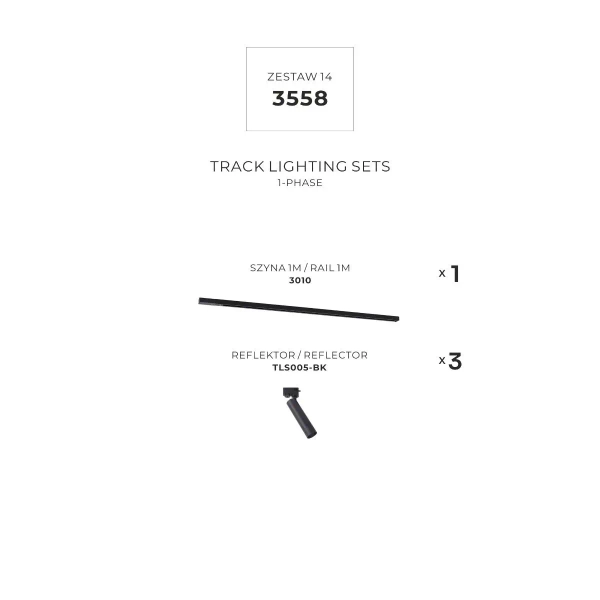 Punktowy zestaw szynowy 3558 jednoobwodowy metalowy czarny