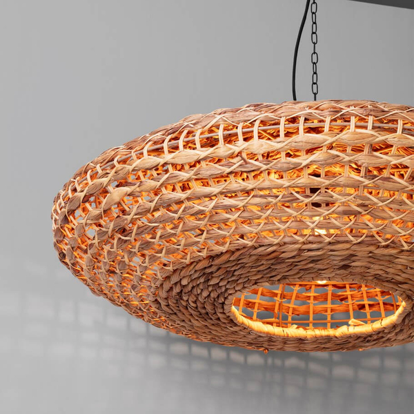 Wisząca lampa nad stół GUARDIA LE44579 japandi naturalna czarna