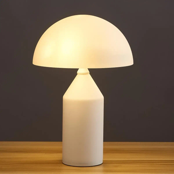 Designerska lampa stołowa Belfugo MT1234-250 WHITE Step szklany grzybek biały