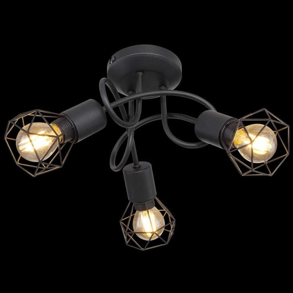 Druciana LAMPA sufitowa XARA I 54802S-3D Globo industrialna OPRAWA metalowy plafon pręty czarne