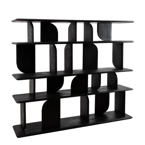 Regał NIVO MM001501100403 czarny drewniany do salonu 170cm