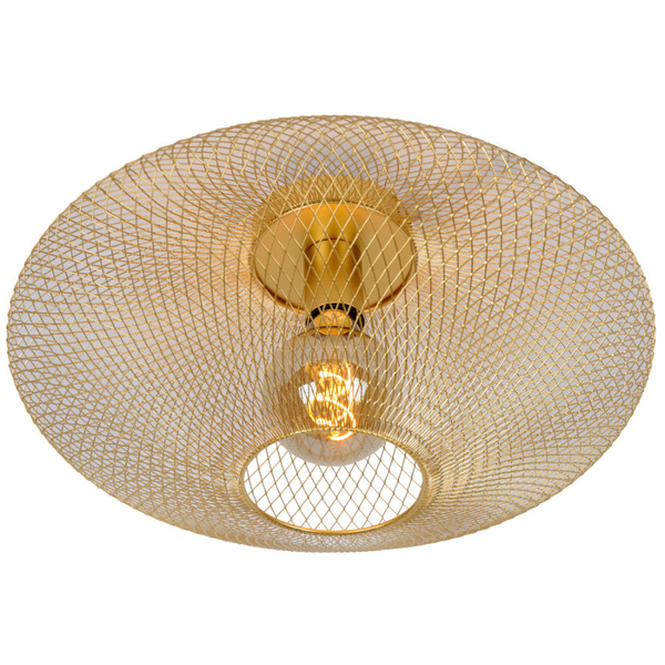 Industrialna LAMPA sufitowa MESH 21123/45/02 Lucide loftowa OPRAWA metalowa druciana złota