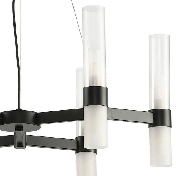 Żyrandol do jadalni Candela DN1505-6 black Step wielopunktowy tuby czarny