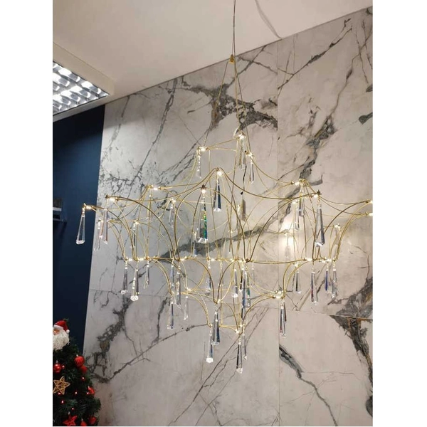 Wisząca LAMPA designerska SALAMANCA LE41324 Luces Exclusivas kryształowy żyrandol LED 20W 3000K do salonu złoty