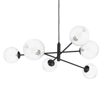 Lampa wisząca do salonu Vignette VIG0622-22 szklana przezroczysta czarna
