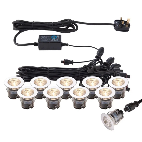 Tarasowe oczka zestaw 10 sztuk IKON 73348 LED 0,75W 3000-4000K IP67 srebrne