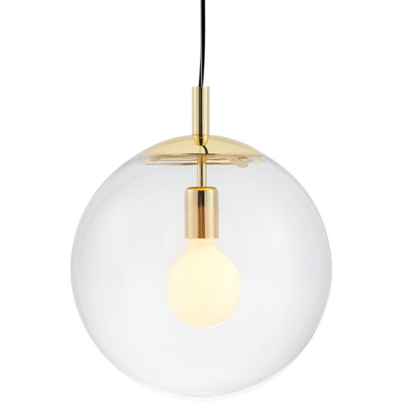 Wisząca LAMPA hygge ALUR 10738109 Kaspa szklana OPRAWA kulisty ZWIS skandynawski kula ball złota przezroczysta