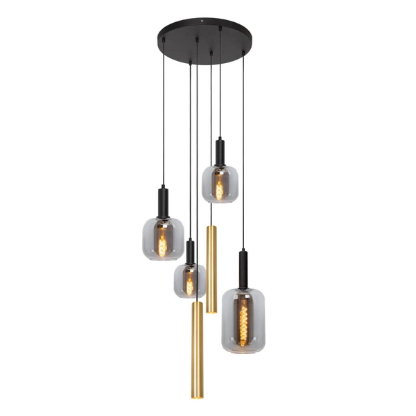 Loftowa lampa wisząca JOANET 45494/16/96 molekułowa szklana czarna złota