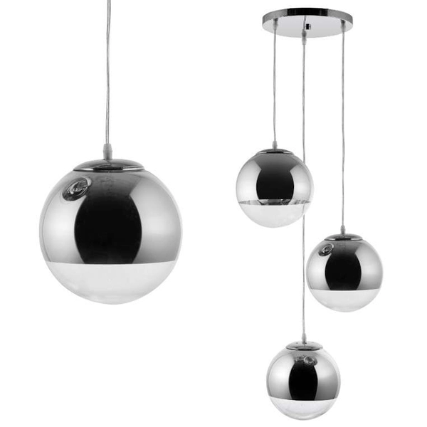 LAMPA wisząca VEN W-603/3 szklana OPRAWA kule ZWIS kaskada chrom