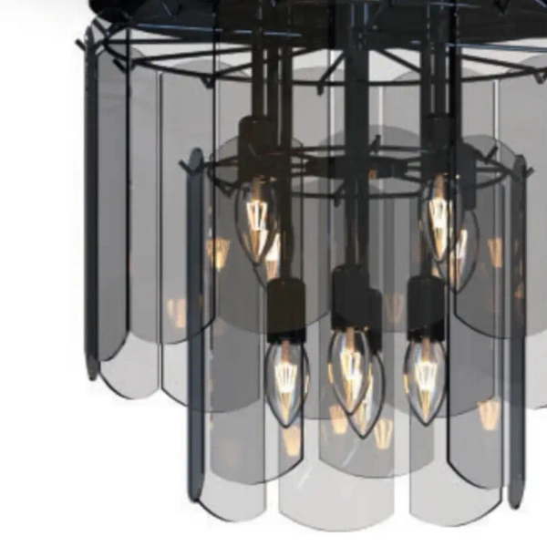 Sufitowa lampa Nira MX3523-8M-EBCN Zumaline metal szkło czarny przydymiony