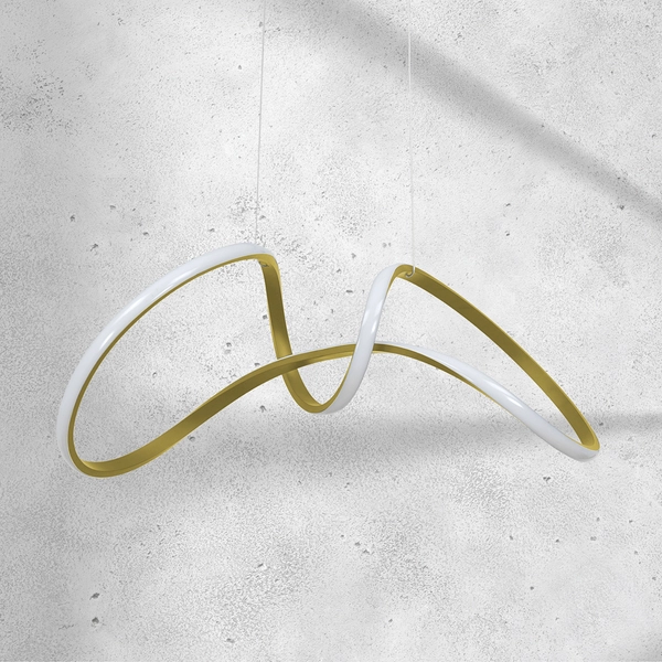 Złota lampa wisząca Tesoro wstęga LED 48W do pokoju